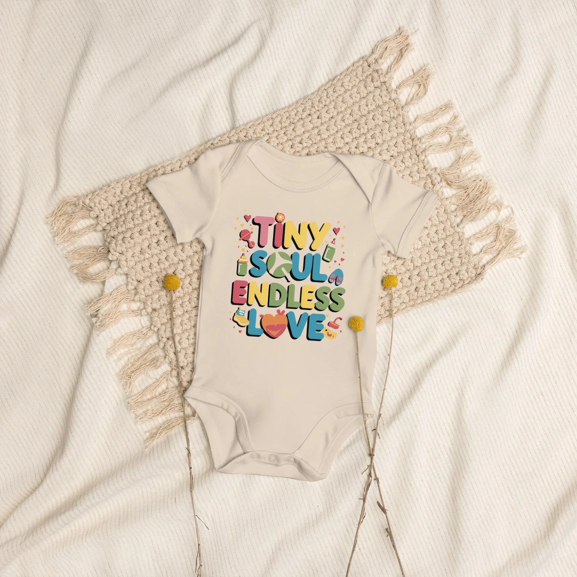 Tiny Soul Endless Love | Organic Cotton Baby Bodysuit - AwRans Clothing