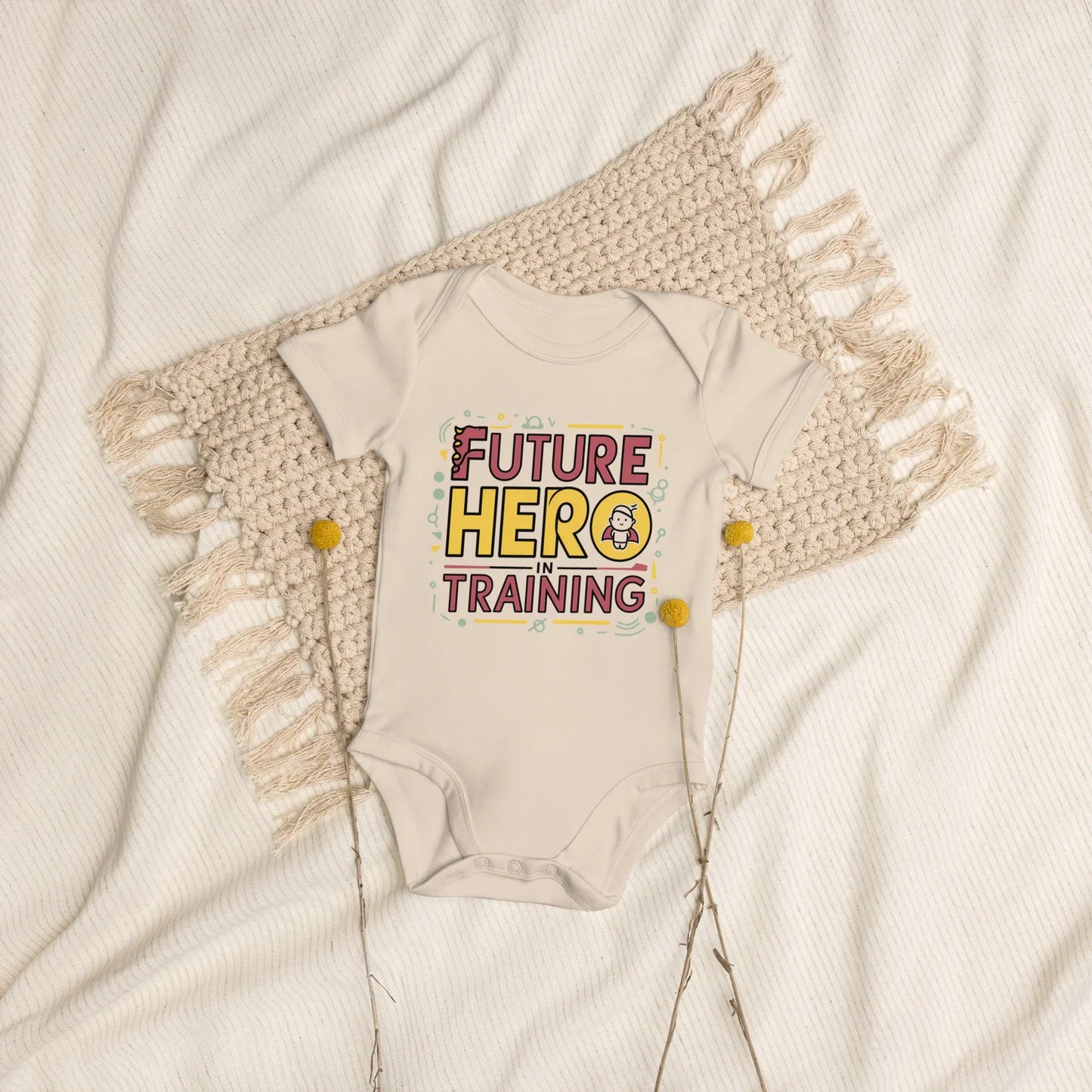 Future Hero In Training | Organic Cotton Baby Bodysuit - AwRans Clothing