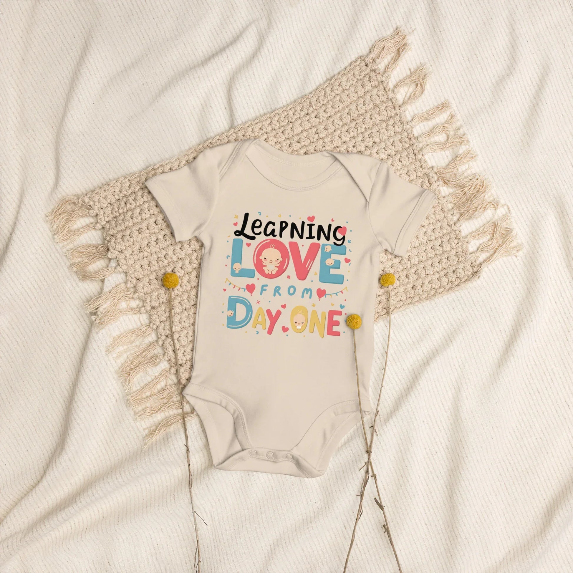 Learning Love From Day One | Organic Cotton Baby Bodysuit - AwRans Clothing