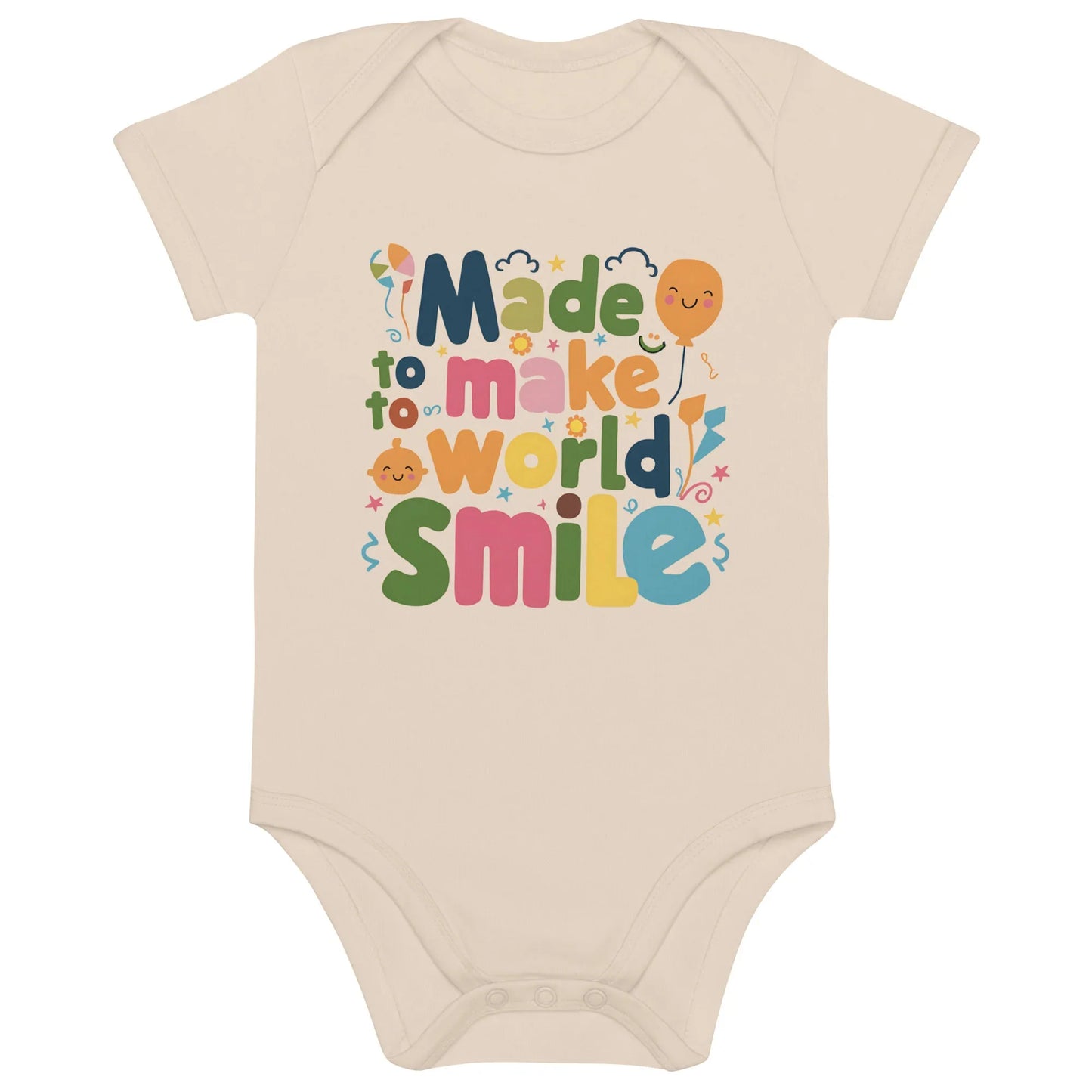 Made To Make World Smile | Organic Cotton Baby Bodysuit - AwRans Clothing