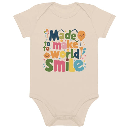 Made To Make World Smile | Organic Cotton Baby Bodysuit - AwRans Clothing