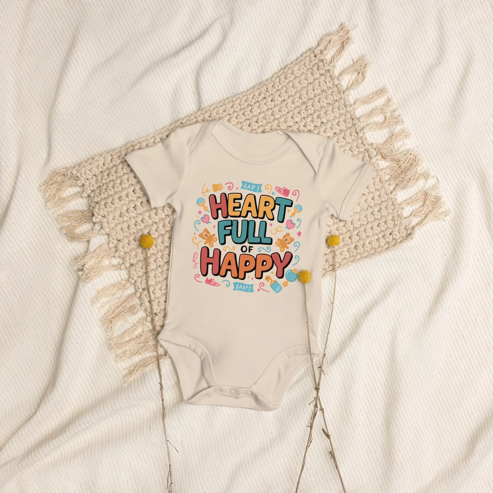 Heart Full Of Happy | Organic Cotton Baby Bodysuit - AwRans Clothing