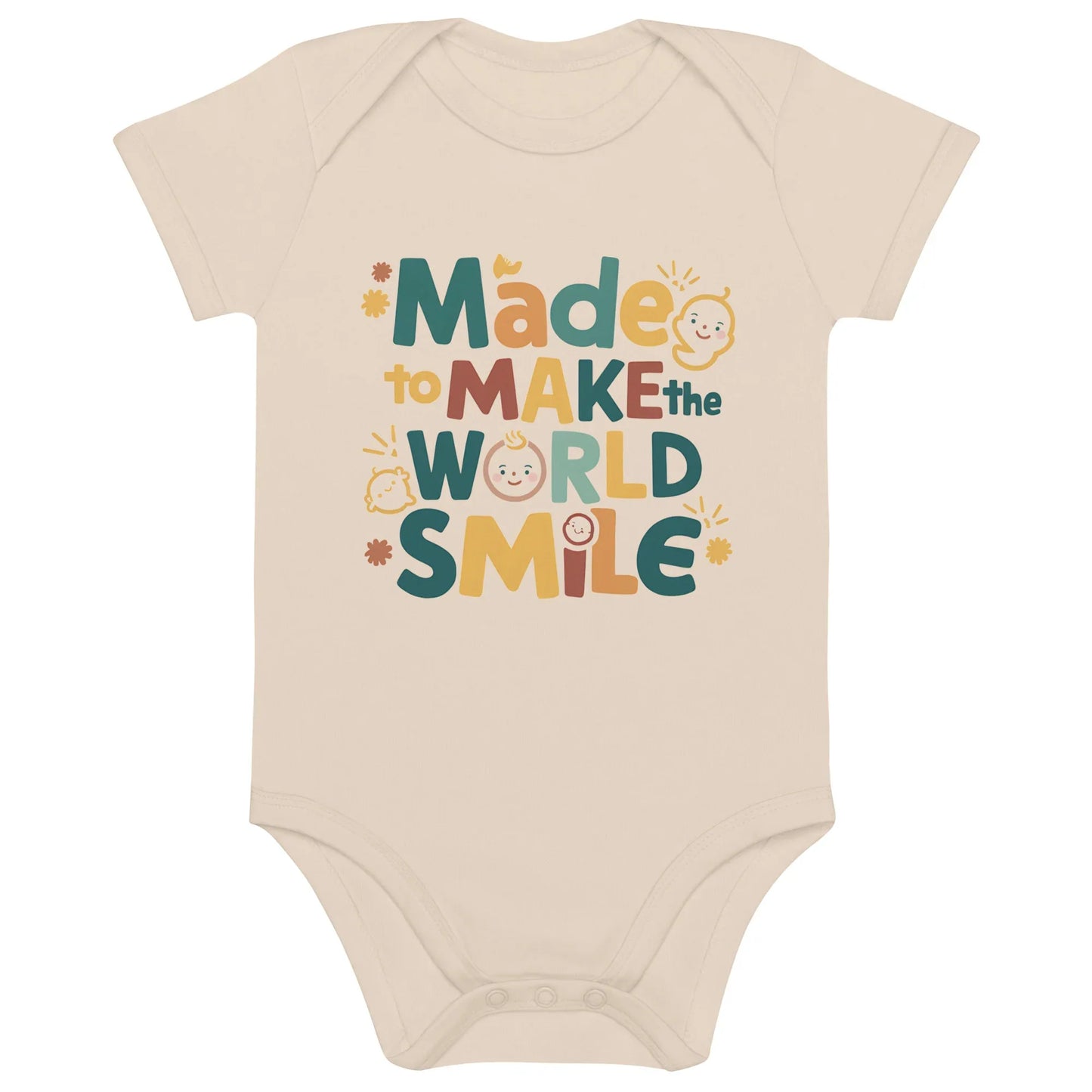 Made To Make World Smile | Organic Cotton Baby Bodysuit - AwRans Clothing