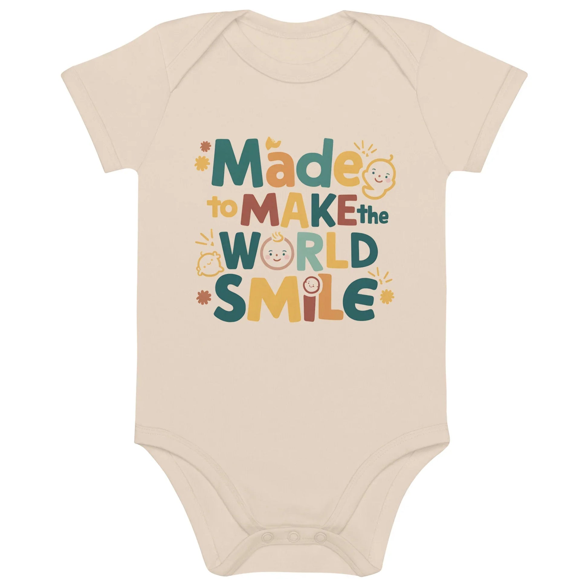 Made To Make World Smile | Organic Cotton Baby Bodysuit - AwRans Clothing