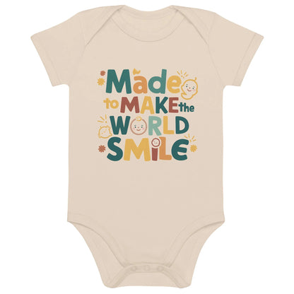 Made To Make World Smile | Organic Cotton Baby Bodysuit - AwRans Clothing