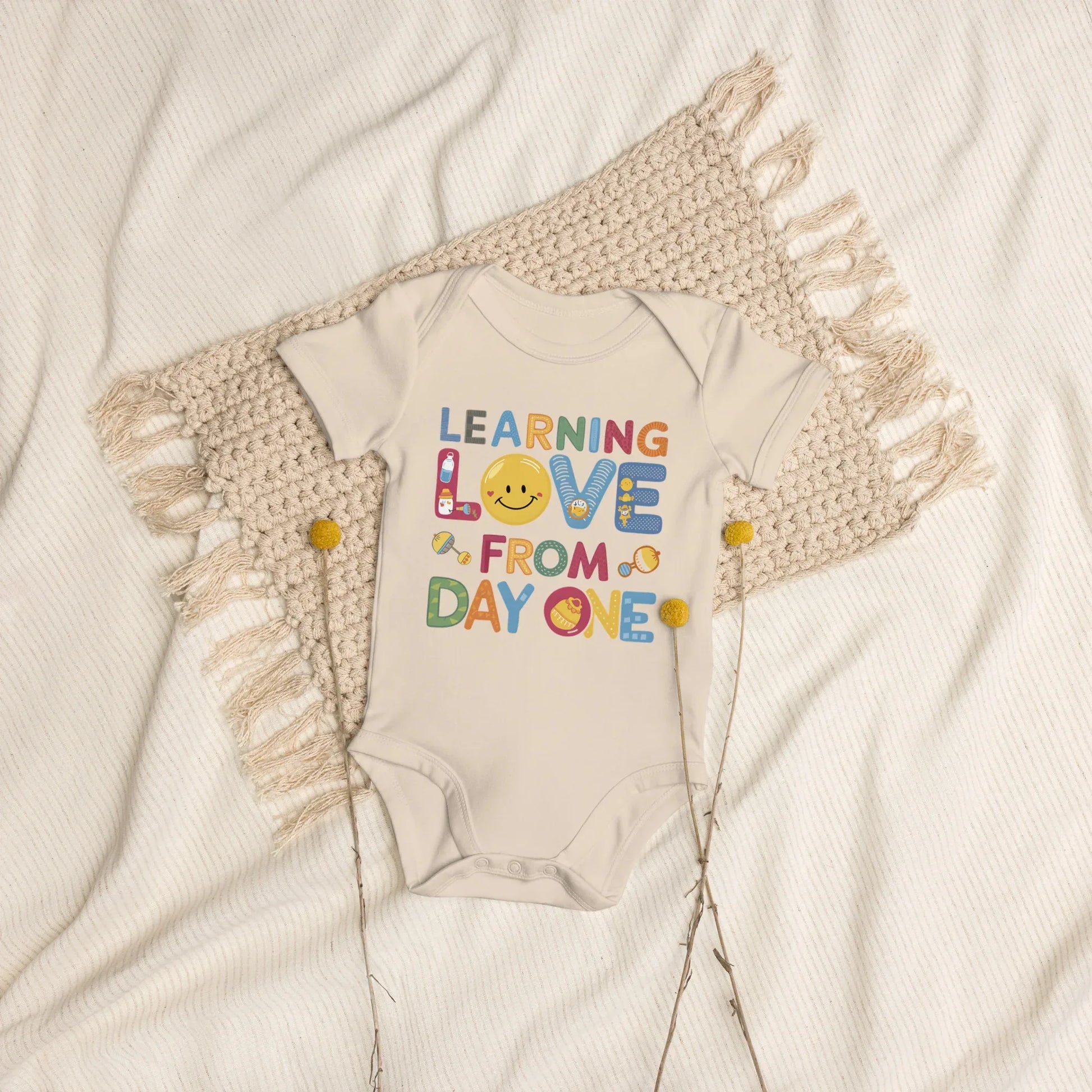 Learning Love From Day One | Organic Cotton Baby Bodysuit - AwRans Clothing