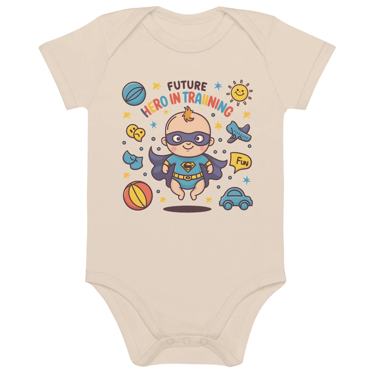 Future Hero In Training | Organic Cotton Baby Bodysuit - AwRans Clothing