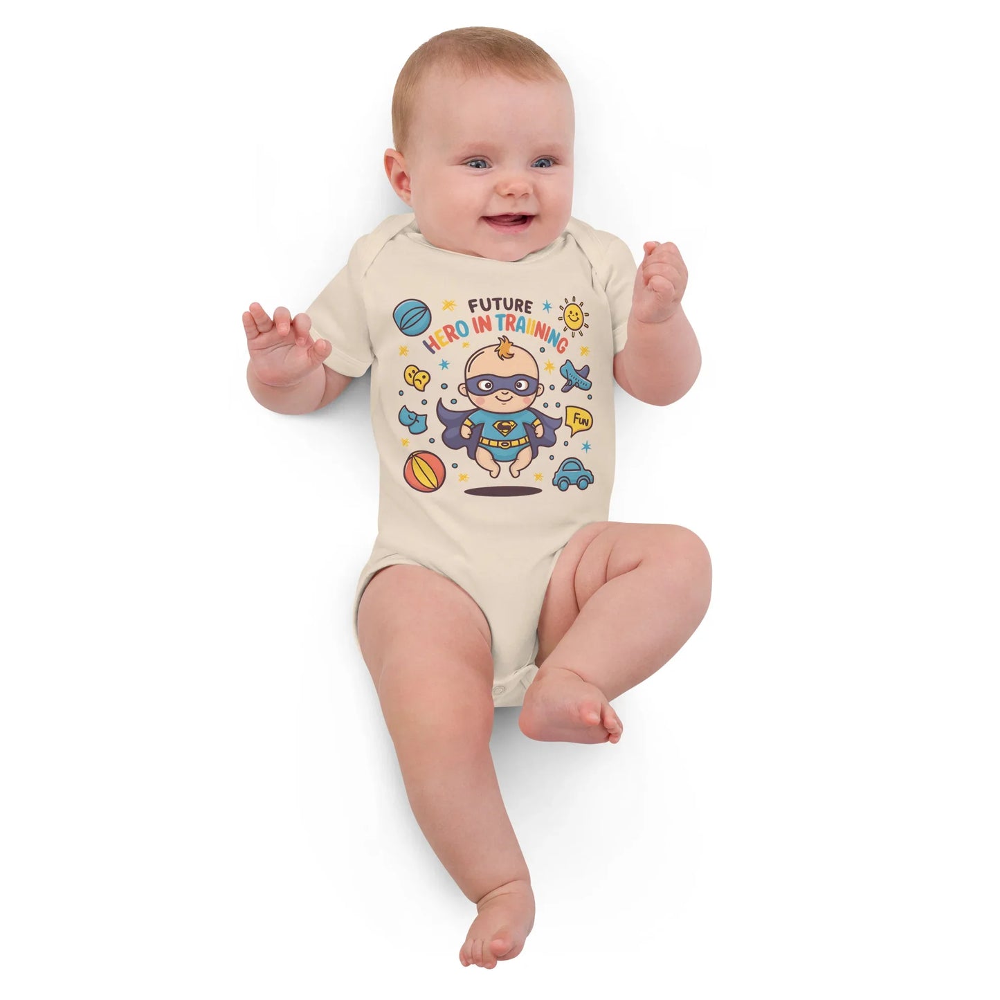 Future Hero In Training | Organic Cotton Baby Bodysuit - AwRans Clothing