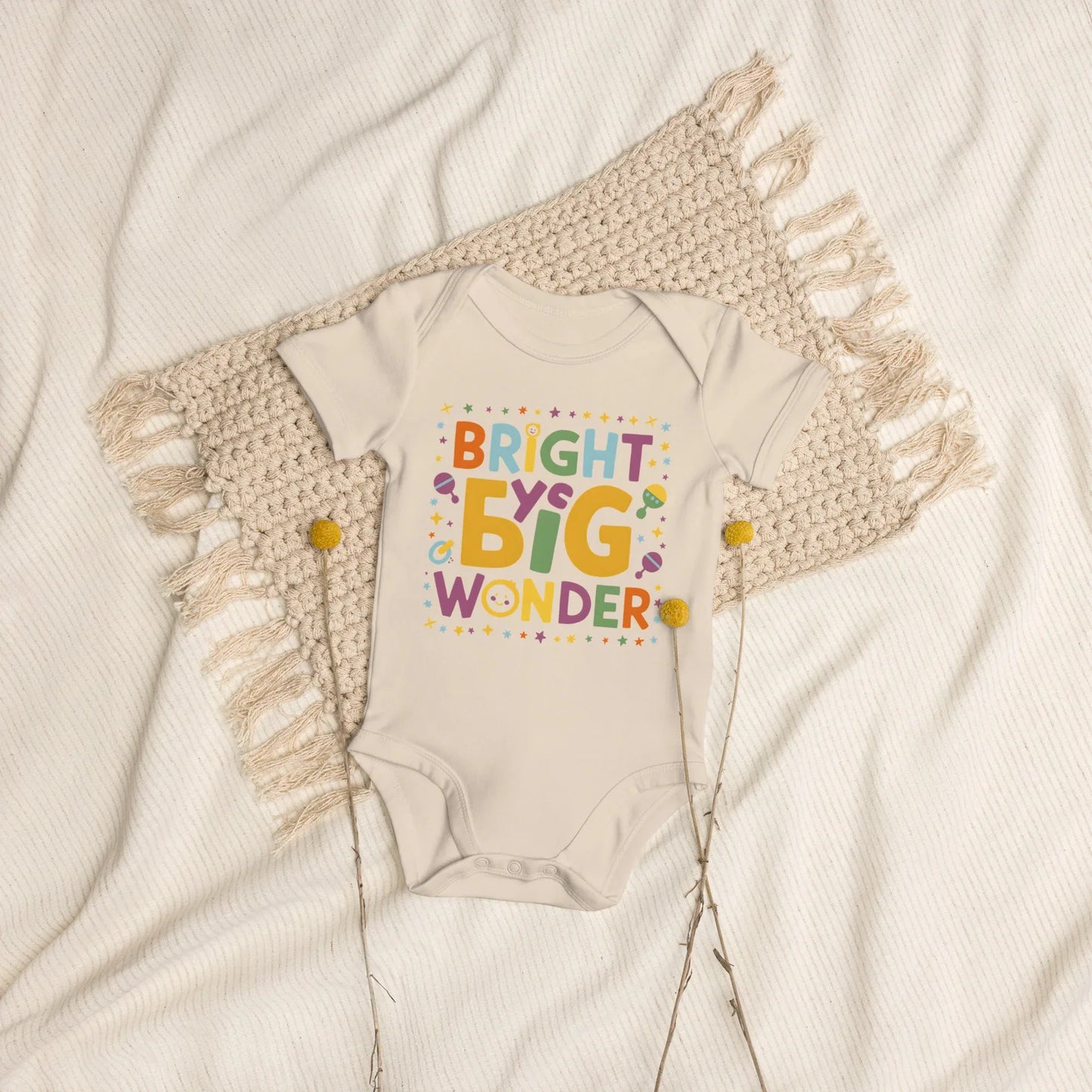 Bright Eyes Big Wonder | Organic Cotton Baby Bodysuit - AwRans Clothing