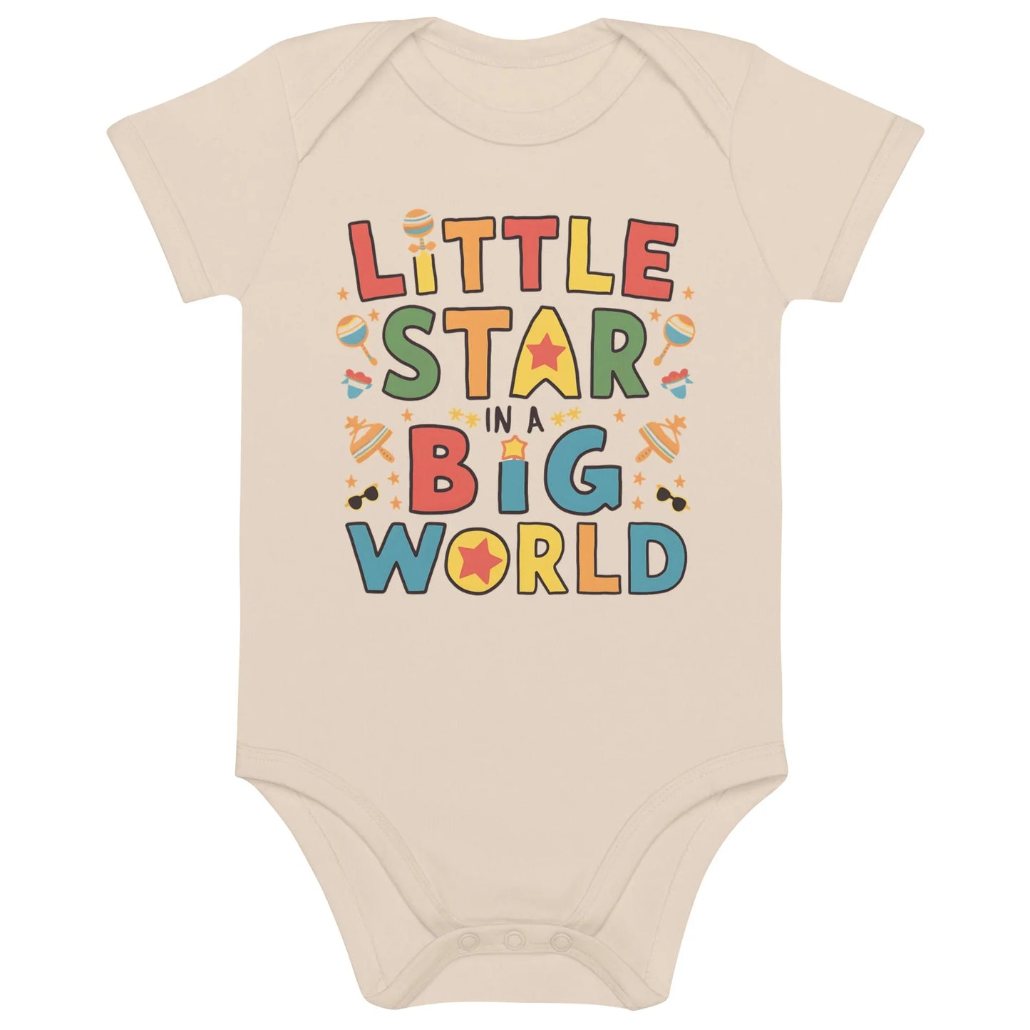 Little Star Big World | Organic Cotton Baby Bodysuit - AwRans Clothing