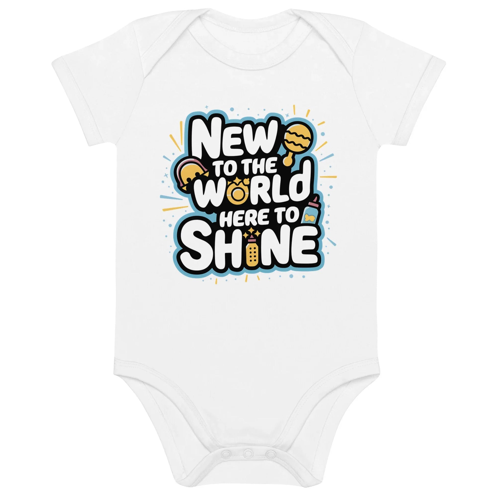 New To The World Here To Shine | Organic Cotton Baby Bodysuit - AwRans Clothing