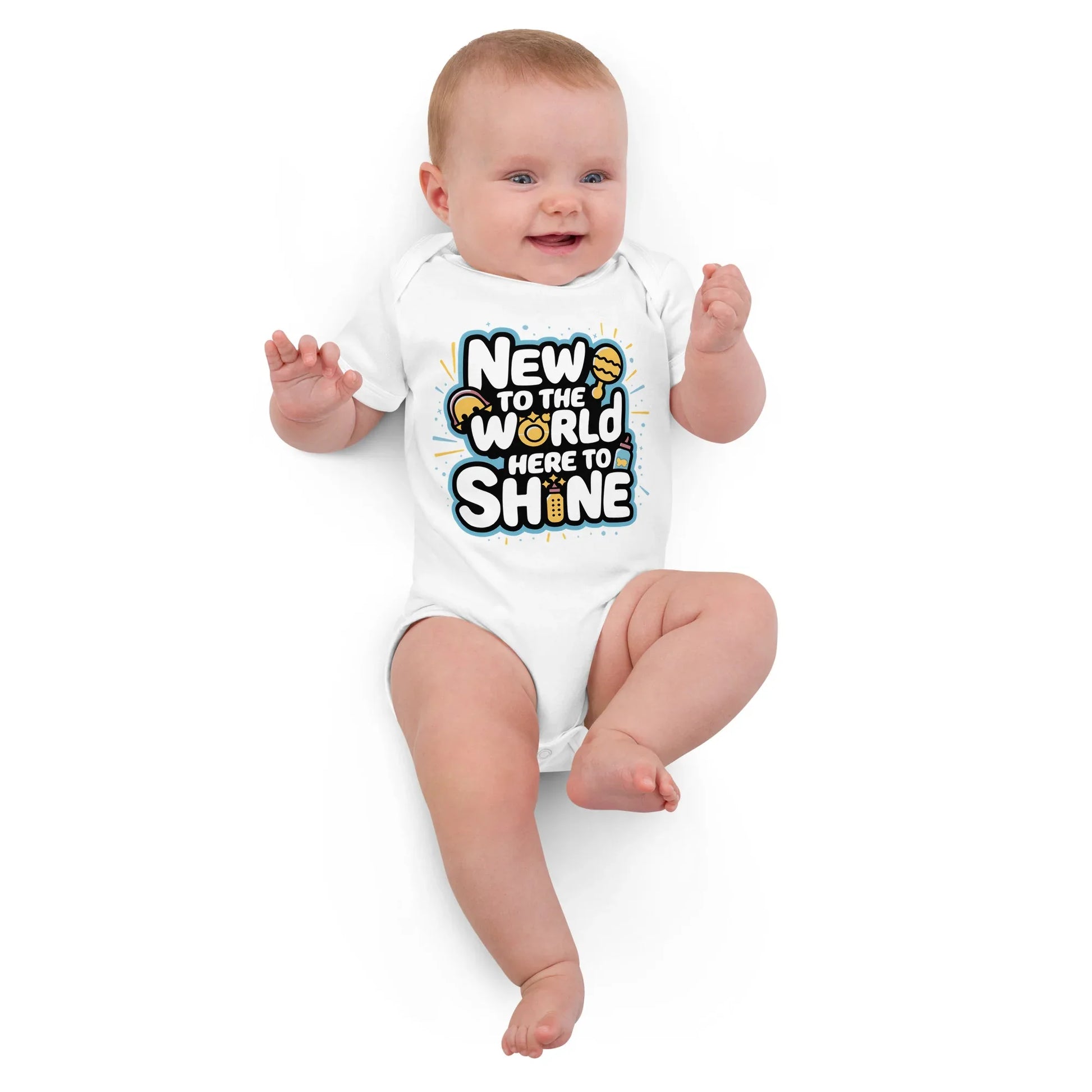 New To The World Here To Shine | Organic Cotton Baby Bodysuit - AwRans Clothing