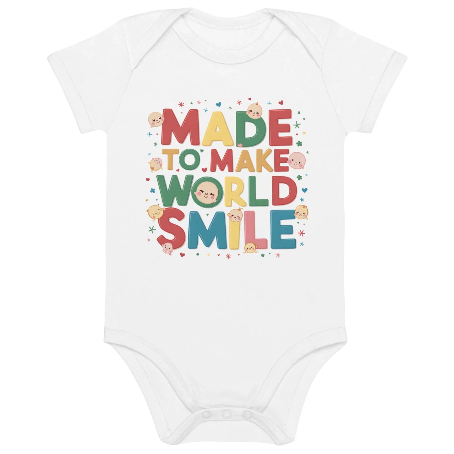 Made To Make World Smile | Organic Cotton Baby Bodysuit - AwRans Clothing