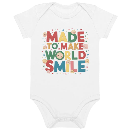 Made To Make World Smile | Organic Cotton Baby Bodysuit - AwRans Clothing