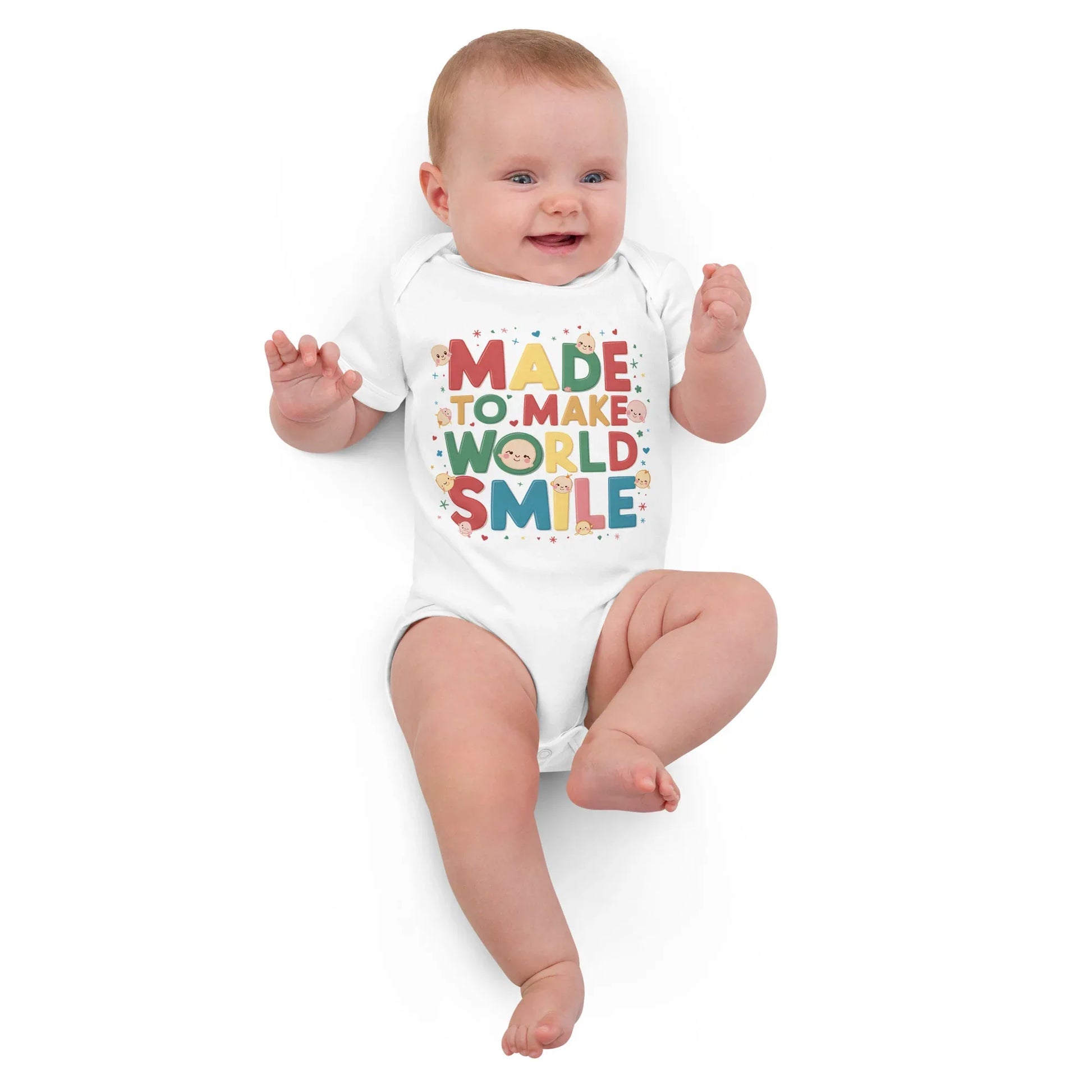 Made To Make World Smile | Organic Cotton Baby Bodysuit - AwRans Clothing