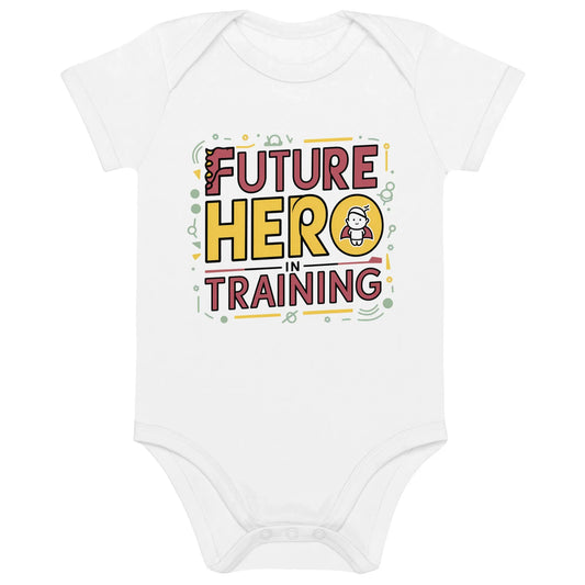 Future Hero In Training | Organic Cotton Baby Bodysuit - AwRans Clothing