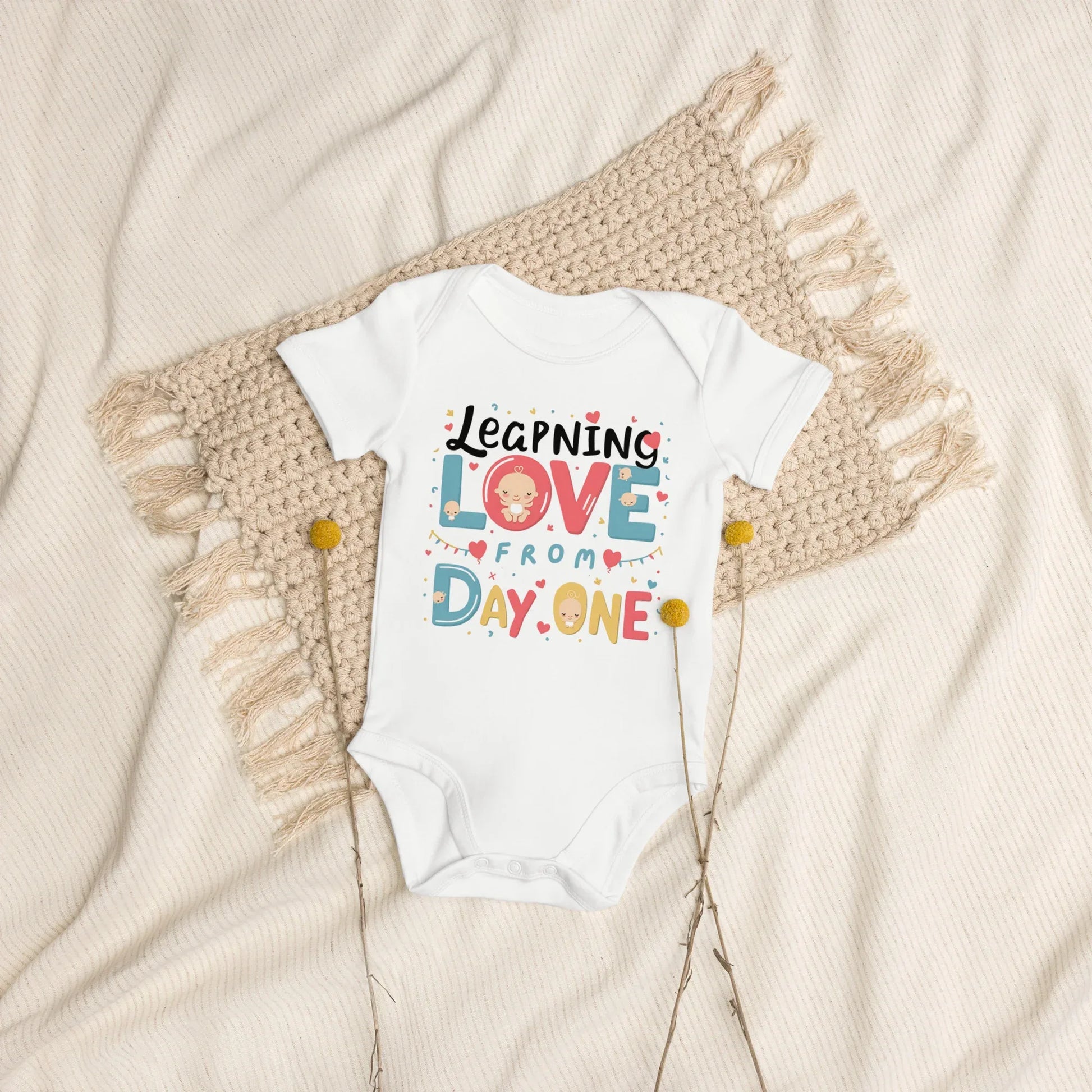 Learning Love From Day One | Organic Cotton Baby Bodysuit - AwRans Clothing