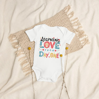 Learning Love From Day One | Organic Cotton Baby Bodysuit - AwRans Clothing