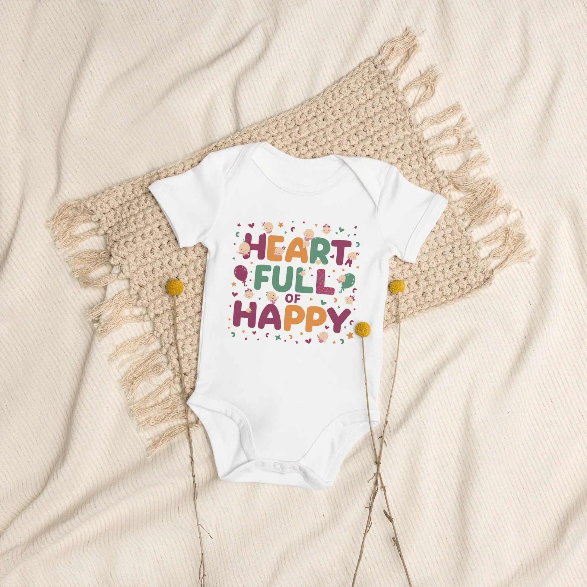 Heart Full Of Happy | Organic Cotton Baby Bodysuit - AwRans Clothing