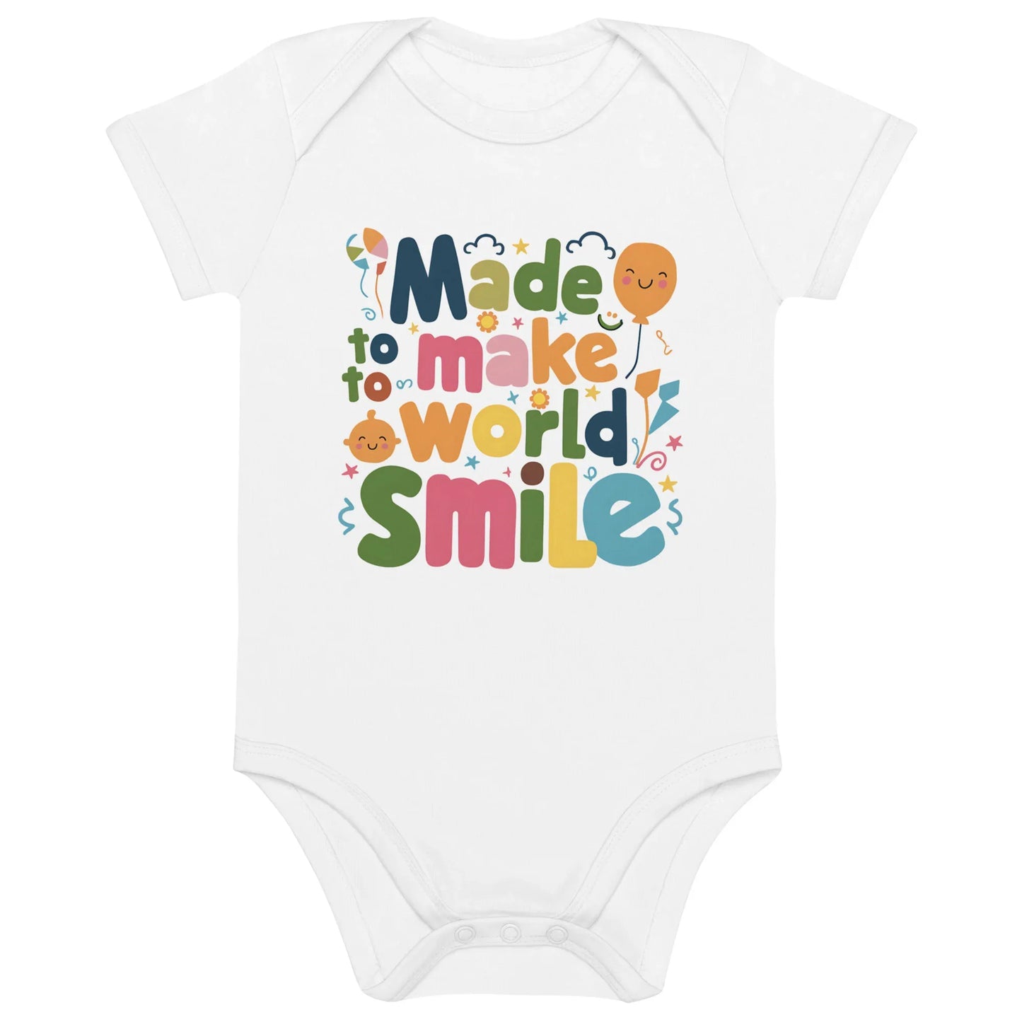 Made To Make World Smile | Organic Cotton Baby Bodysuit - AwRans Clothing