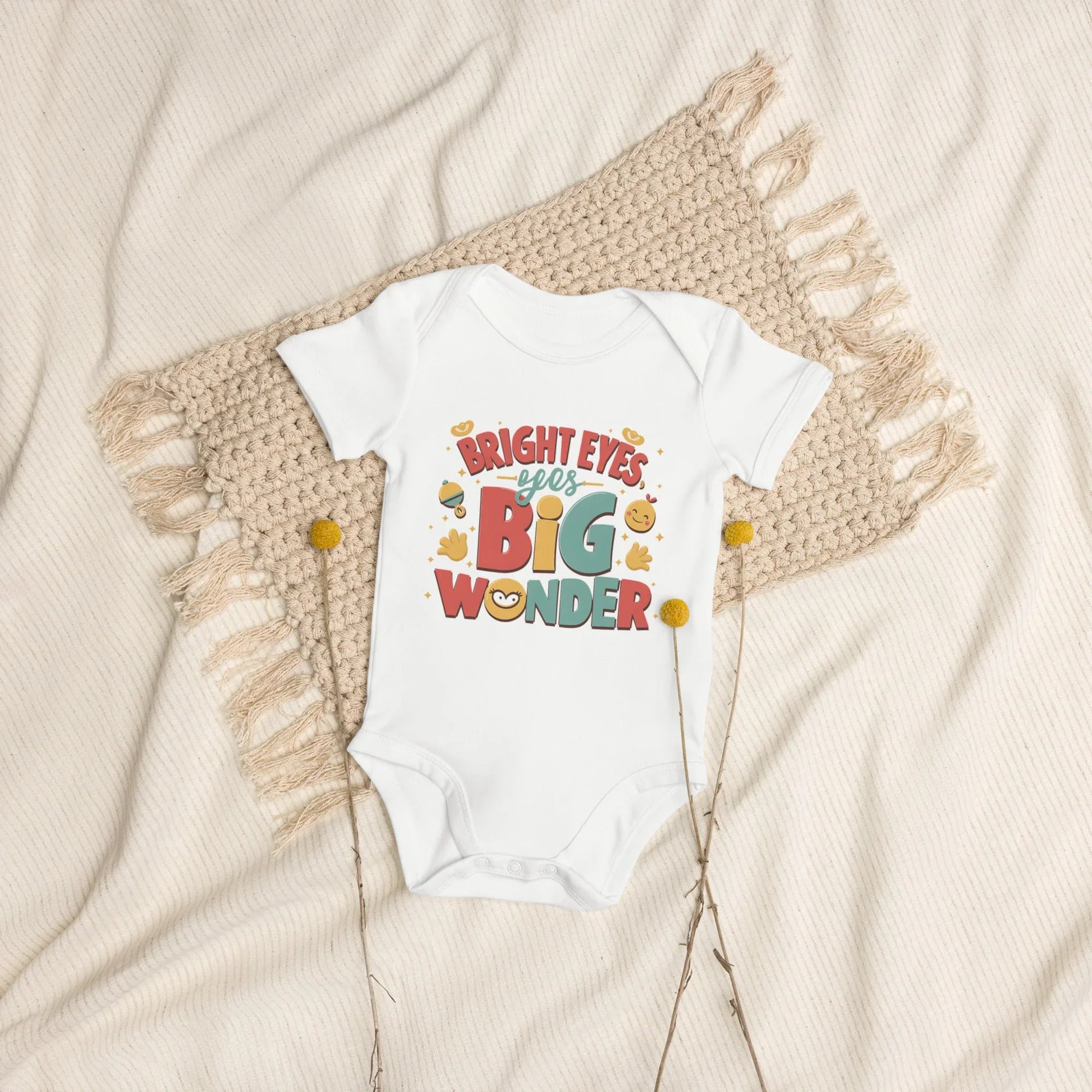 Bright Eyes Big Wonder | Organic Cotton Baby Bodysuit - AwRans Clothing