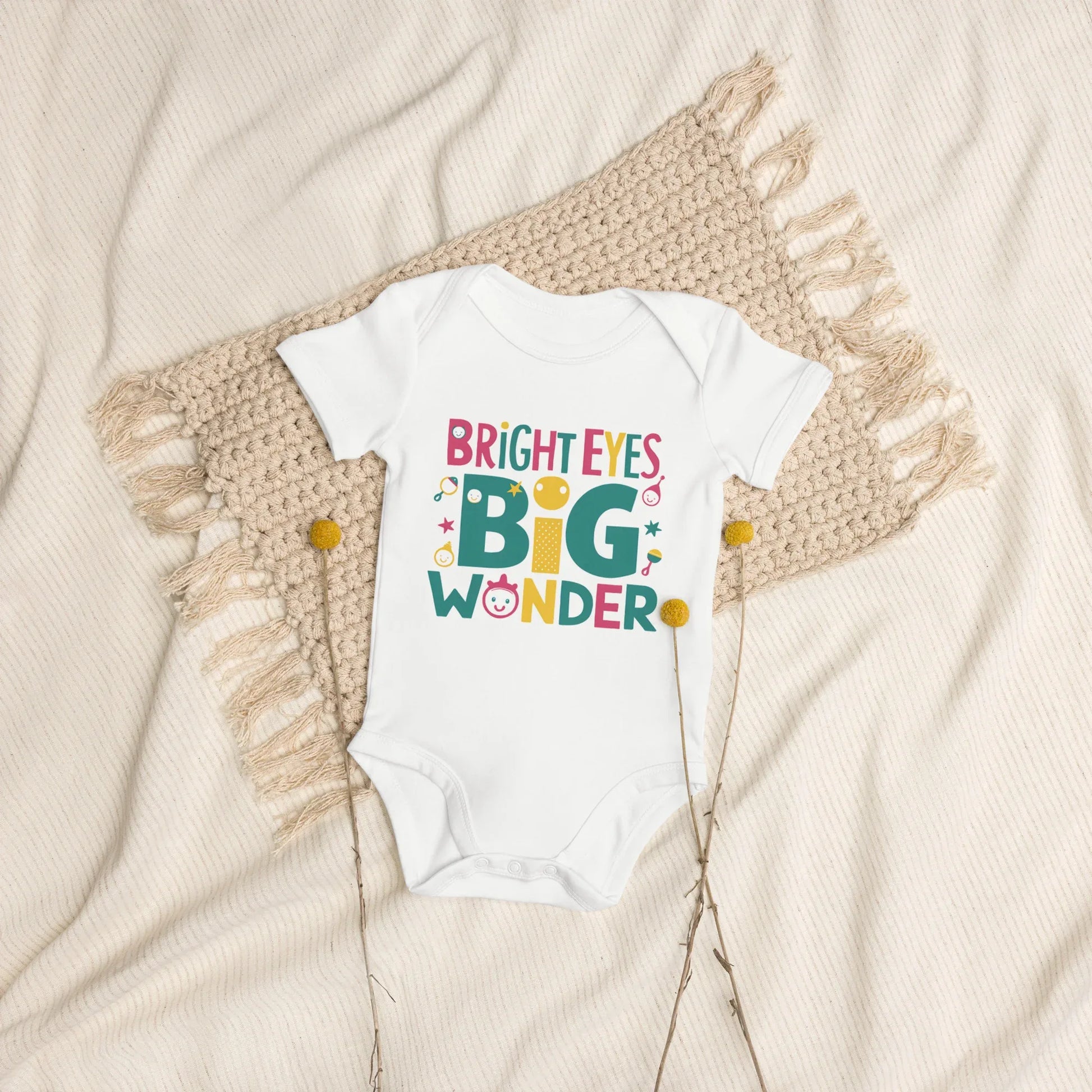 Bright Eyes Big Wonder | Organic Cotton Baby Bodysuit - AwRans Clothing