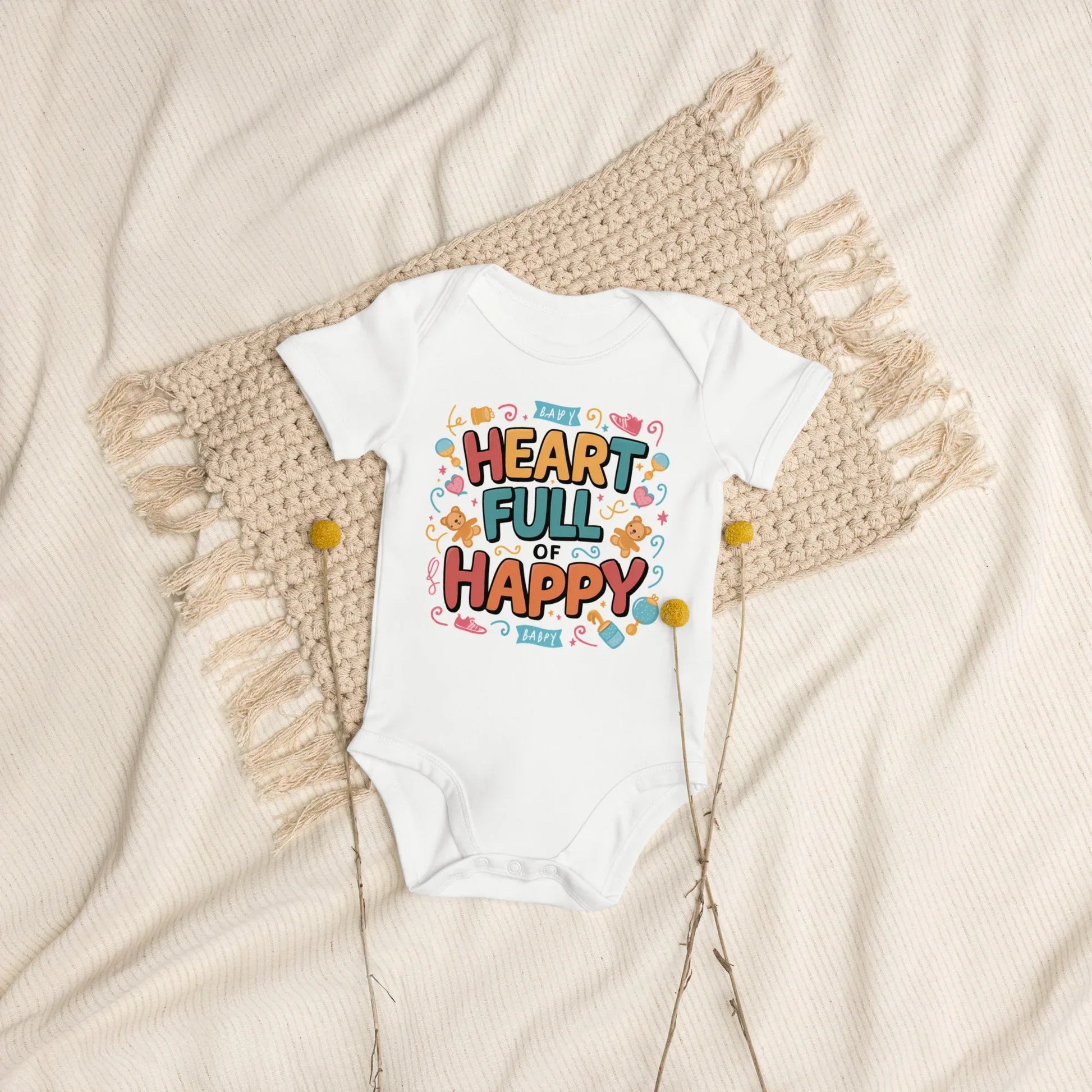 Heart Full Of Happy | Organic Cotton Baby Bodysuit - AwRans Clothing