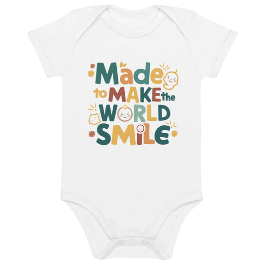 Made To Make World Smile | Organic Cotton Baby Bodysuit - AwRans Clothing