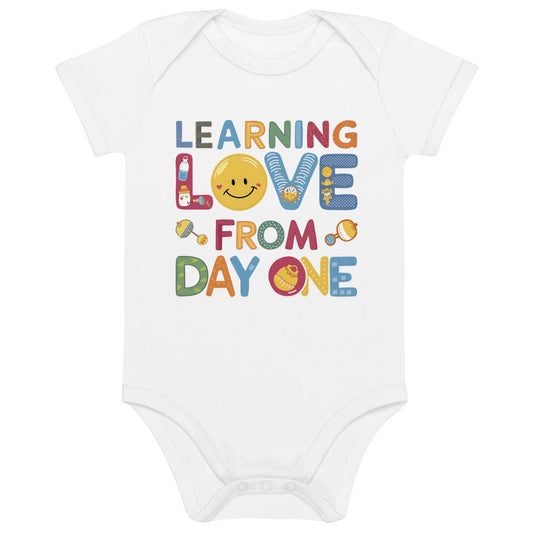Learning Love From Day One | Organic Cotton Baby Bodysuit - AwRans Clothing