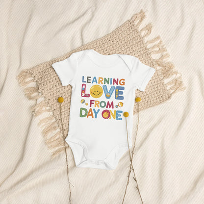 Learning Love From Day One | Organic Cotton Baby Bodysuit - AwRans Clothing