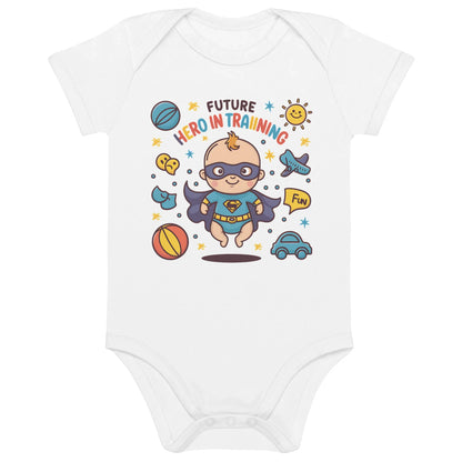 Future Hero In Training | Organic Cotton Baby Bodysuit - AwRans Clothing