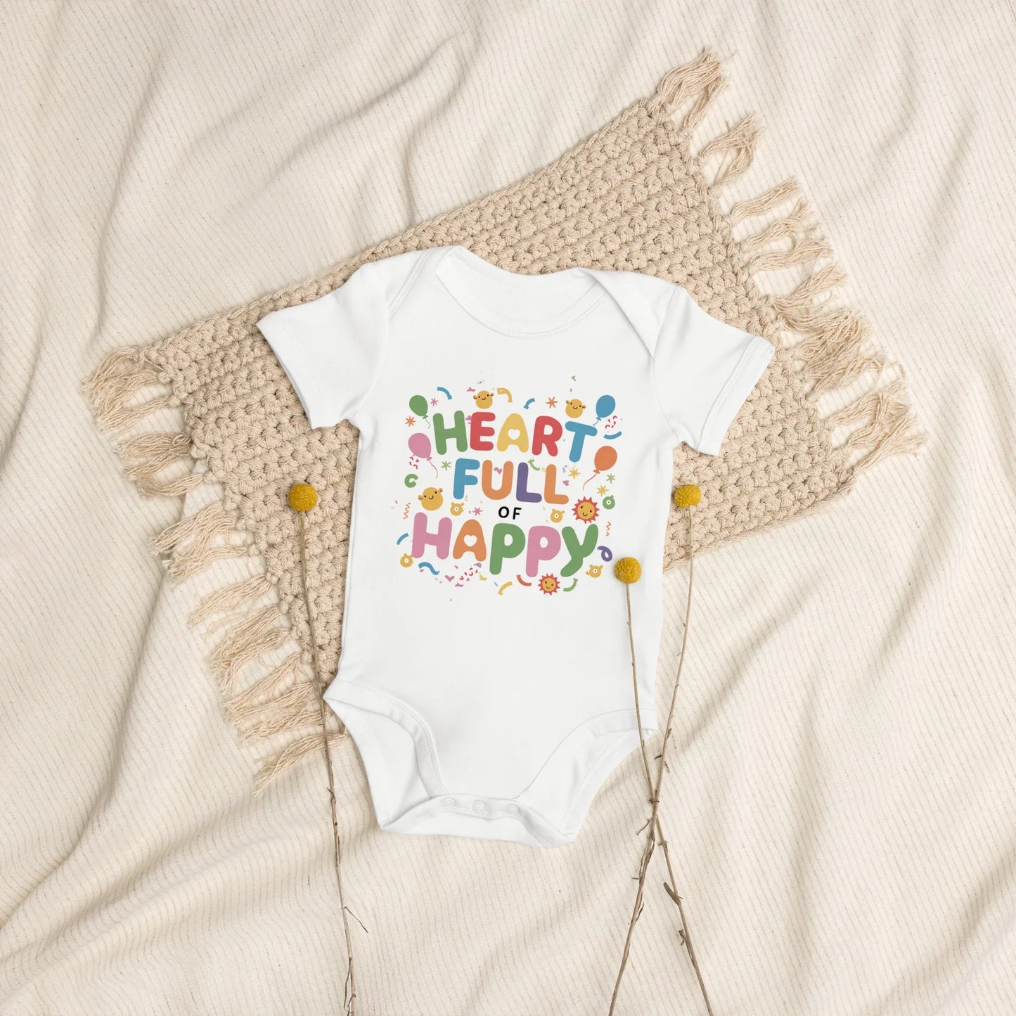Heart Full Of Happy | Organic Cotton Baby Bodysuit - AwRans Clothing