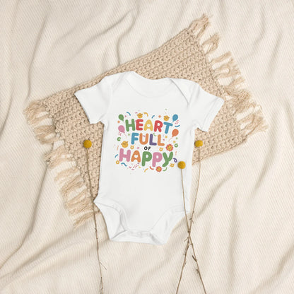 Heart Full Of Happy | Organic Cotton Baby Bodysuit - AwRans Clothing