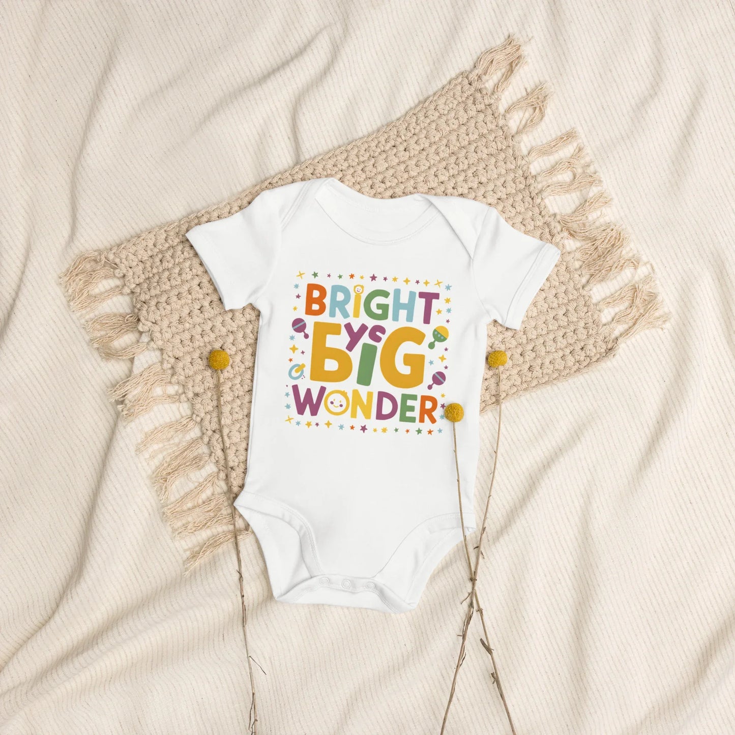Bright Eyes Big Wonder | Organic Cotton Baby Bodysuit - AwRans Clothing