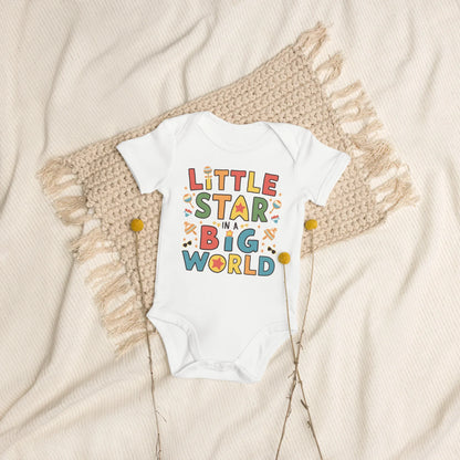 Little Star Big World | Organic Cotton Baby Bodysuit - AwRans Clothing