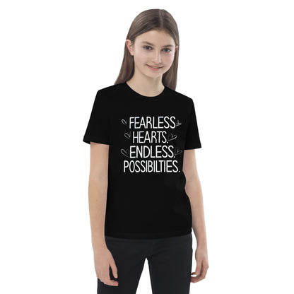 Organic Cotton Kids T-Shirt | Fearless Hearts Endless Possibilities - AwRans Clothing