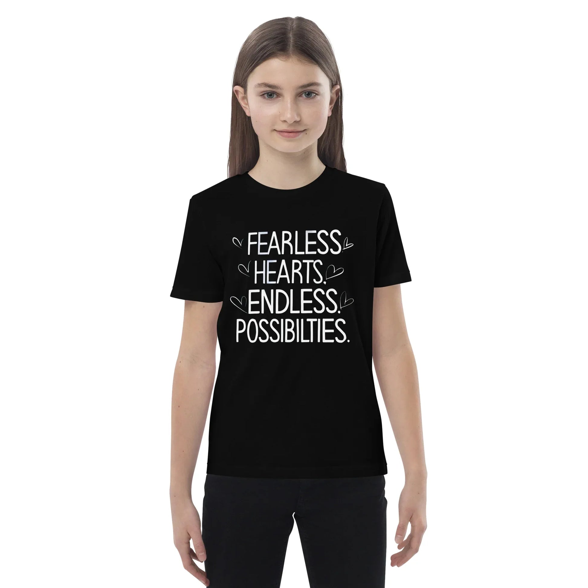 Organic Cotton Kids T-Shirt | Fearless Hearts Endless Possibilities - AwRans Clothing