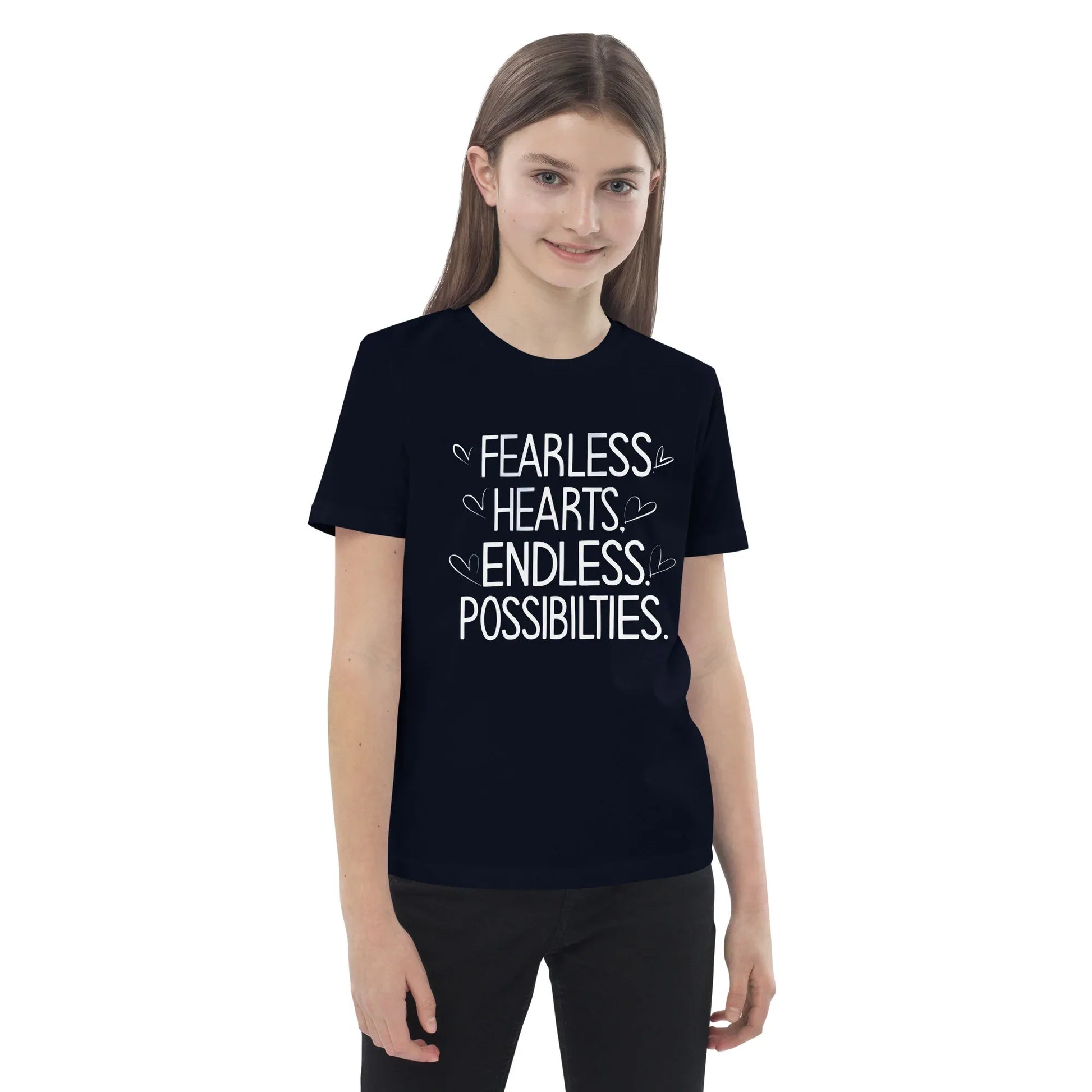 Organic Cotton Kids T-Shirt | Fearless Hearts Endless Possibilities - AwRans Clothing