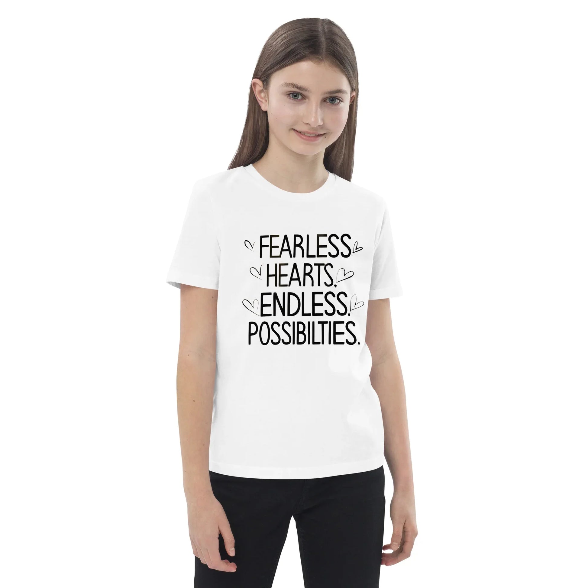 Organic Cotton Kids T-Shirt | Fearless Hearts Endless Possibilities - AwRans Clothing