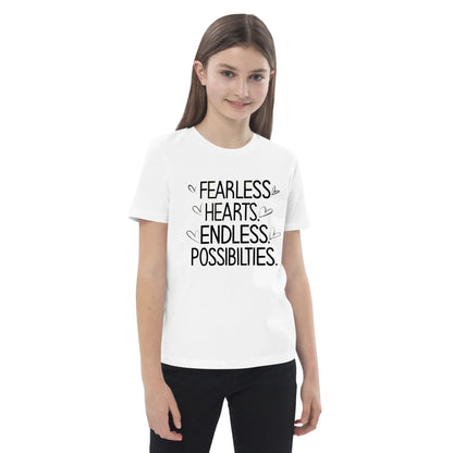 Organic Cotton Kids T-Shirt | Fearless Hearts Endless Possibilities - AwRans Clothing