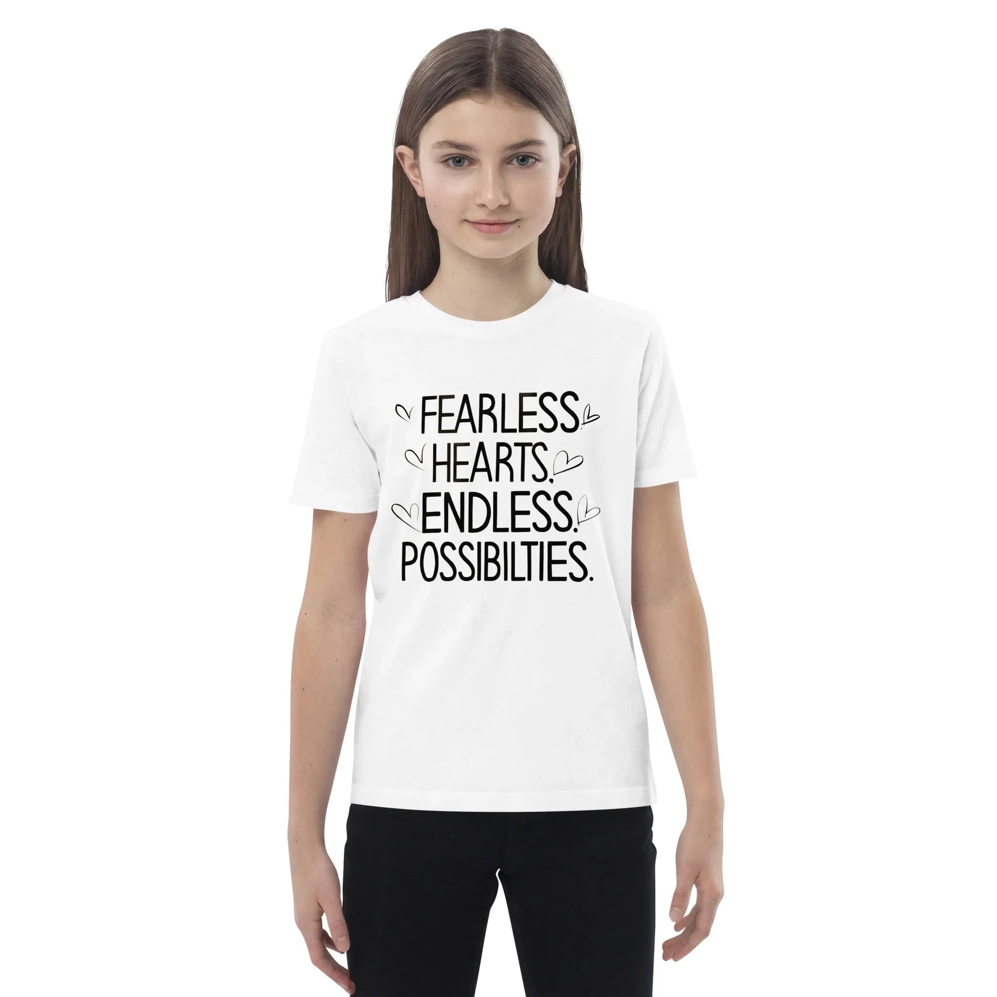 Organic Cotton Kids T-Shirt | Fearless Hearts Endless Possibilities - AwRans Clothing