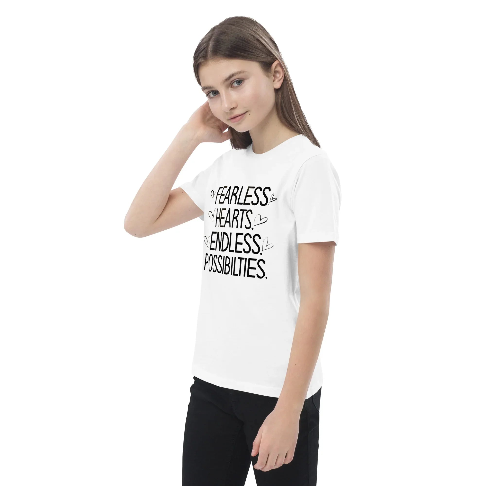Organic Cotton Kids T-Shirt | Fearless Hearts Endless Possibilities - AwRans Clothing