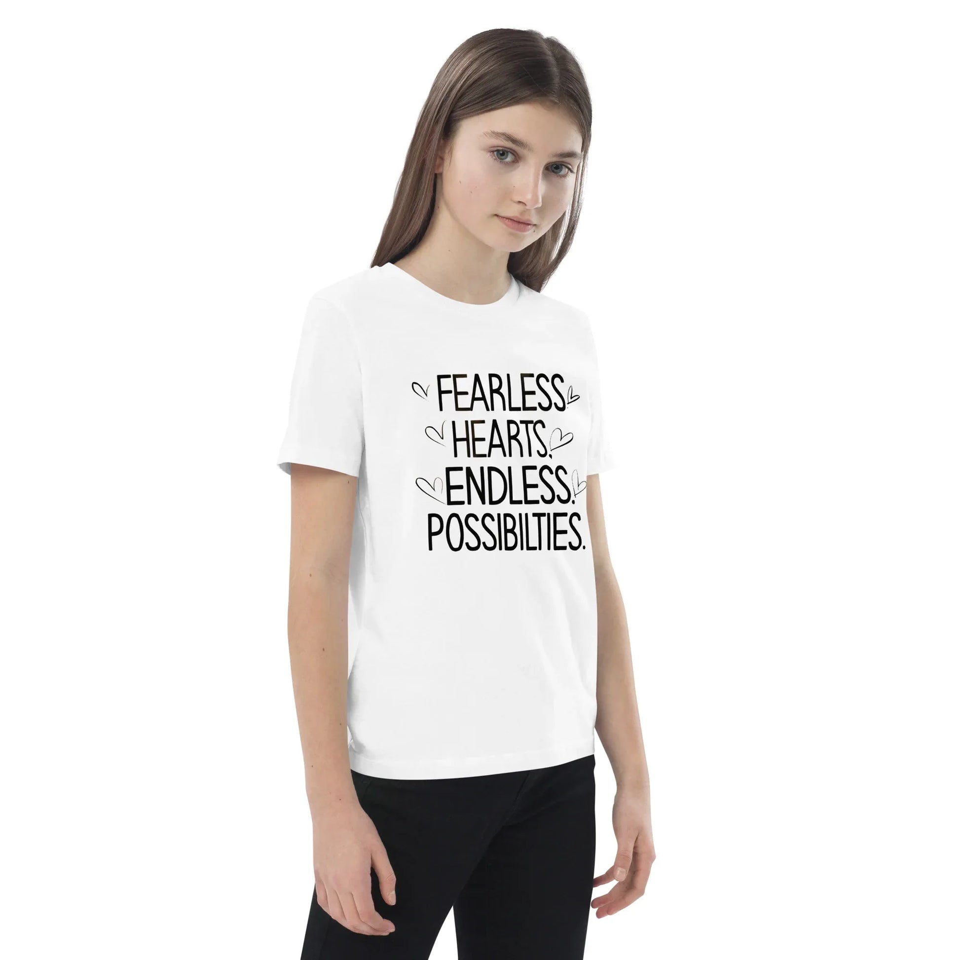 Organic Cotton Kids T-Shirt | Fearless Hearts Endless Possibilities - AwRans Clothing