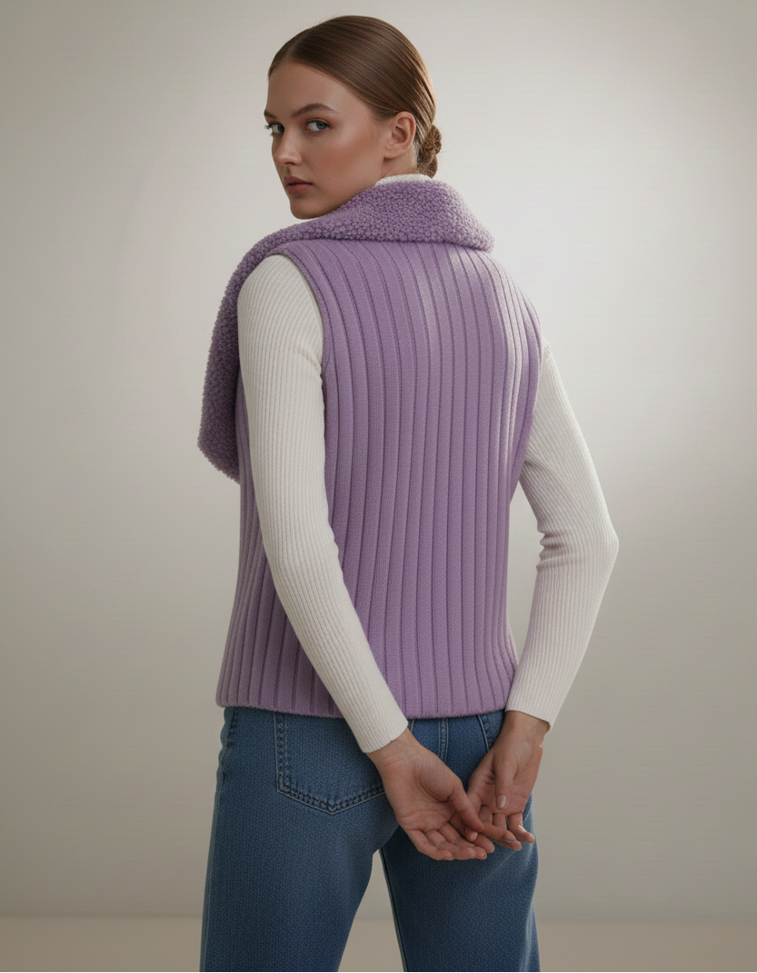Chic Sherpa Fleece Open-Front Vest Vests AwRans Premium p11