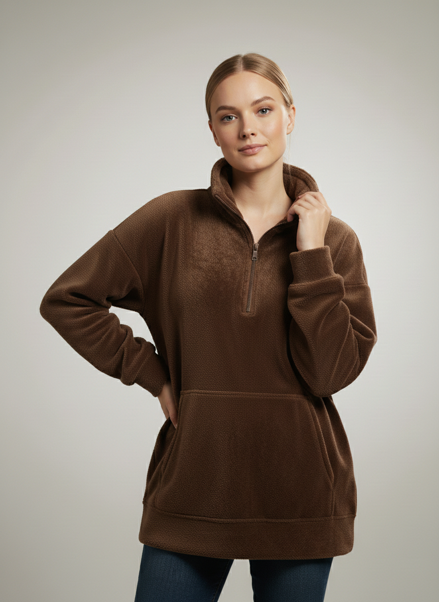 Luxe Cozy Faux Fur Half-Zip Pullover pullover AwRans Premium p12_12