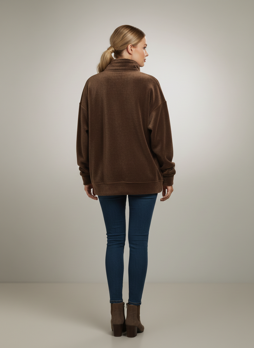 Luxe Cozy Faux Fur Half-Zip Pullover