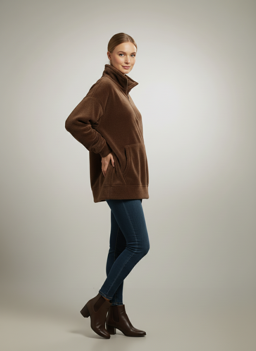 Luxe Cozy Faux Fur Half-Zip Pullover pullover AwRans Premium p12_7