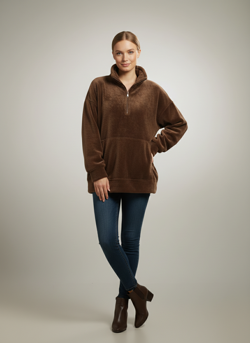 Luxe Cozy Faux Fur Half-Zip Pullover pullover AwRans Premium p12_8