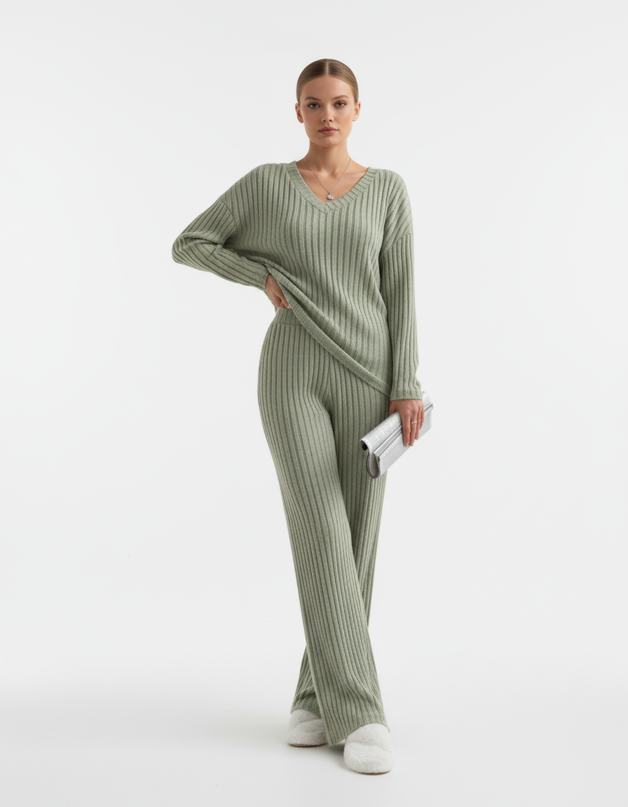 Cozy Chic Ribbed Knit Lounge Set