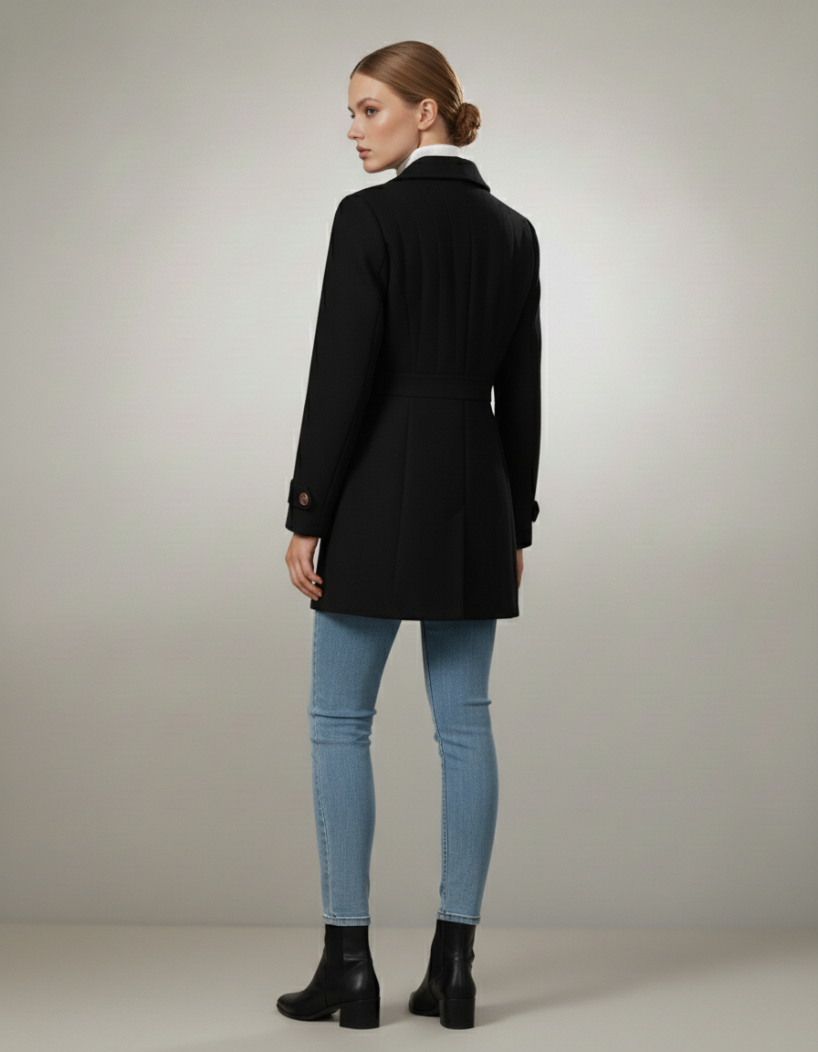 Classic Elegant Button-Front Coat Overcoats AwRans Premium pose-EaseCollaredNeckButtonUpCoat20.jpg_1